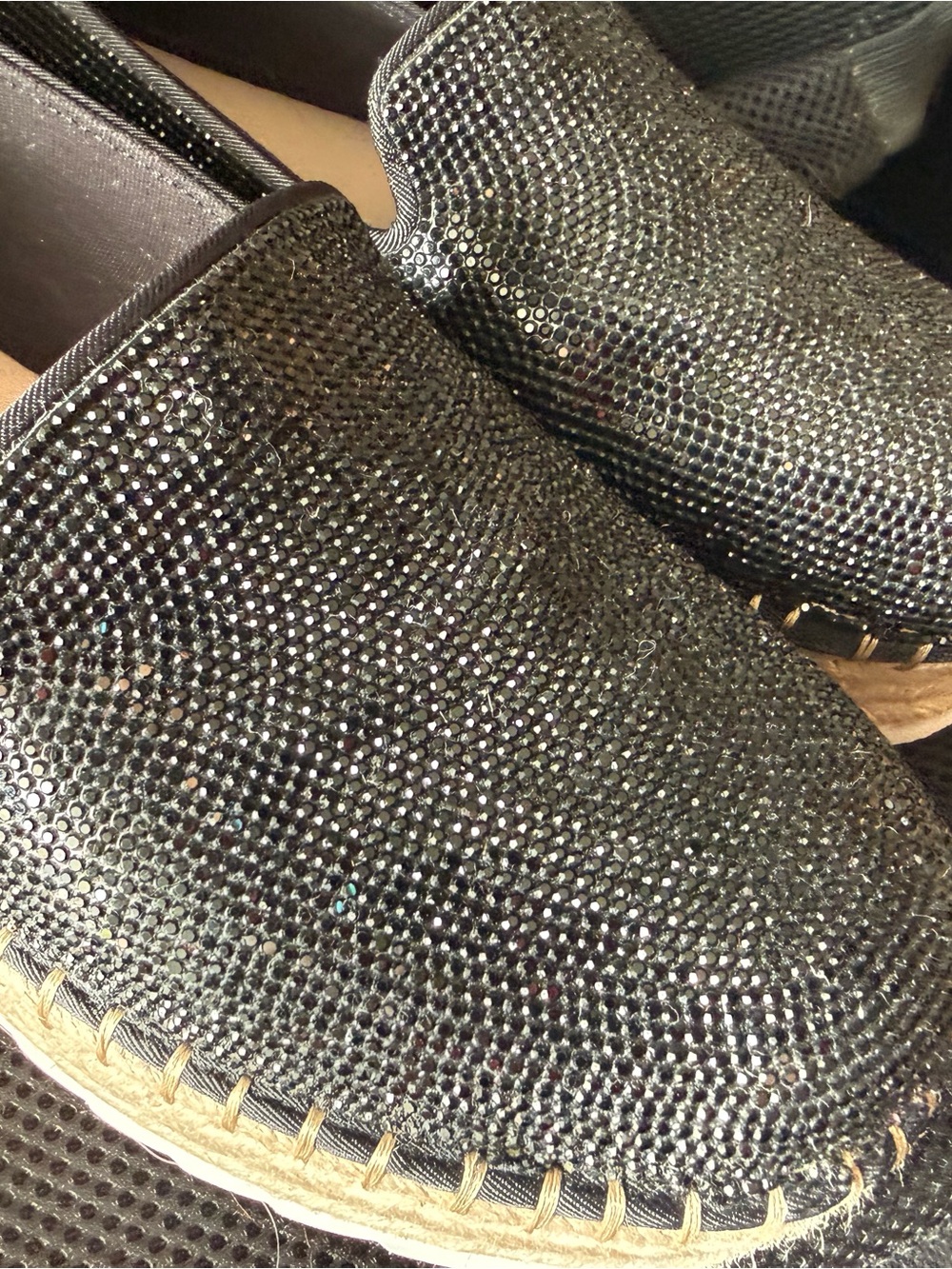 Gianni Bini Black Rhinestone slip ons 9.5